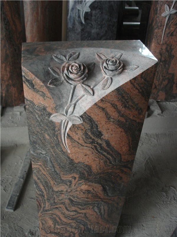 Multicolor Red Granite Tombstone and Monument