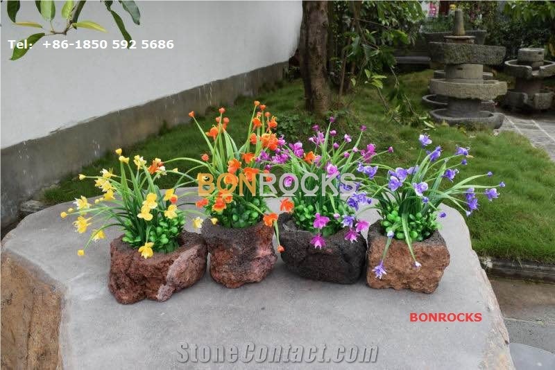 Natural Lava Stone Flower Pots