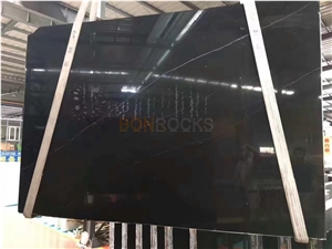 Nero Marquina Marble Less White Slab