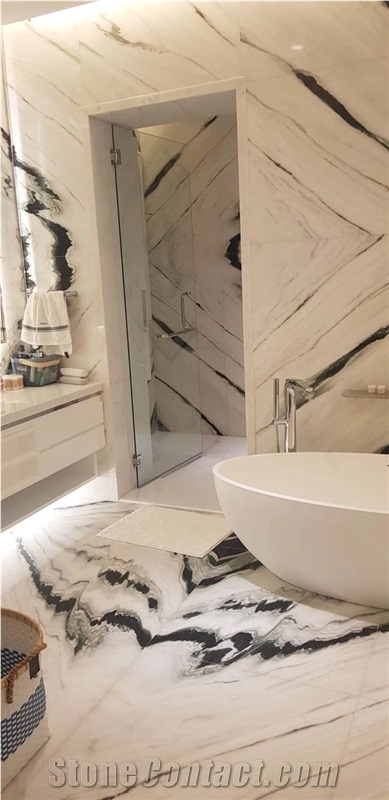 Panda White Marble Bath Room Tiles, Bath Design