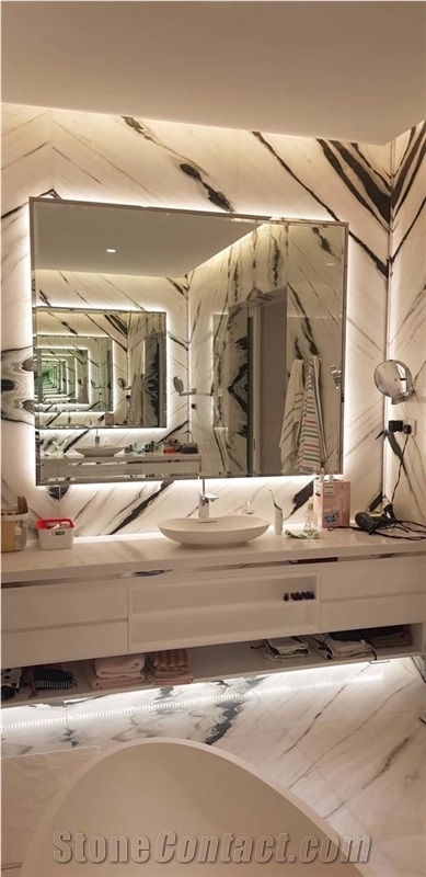 Panda White Marble Bath Room Tiles, Bath Design