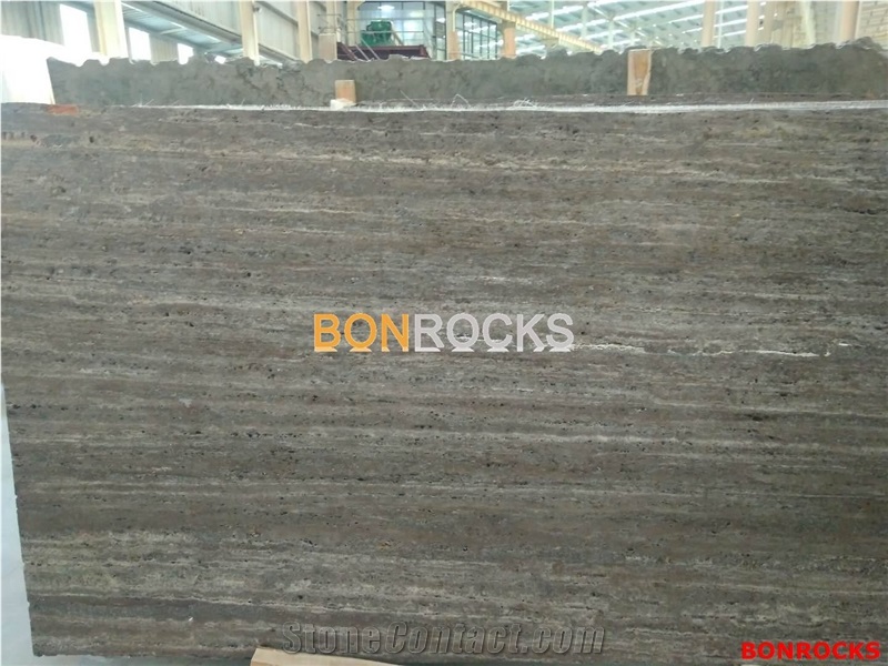 Silver Dark Travertine Brushed Slab