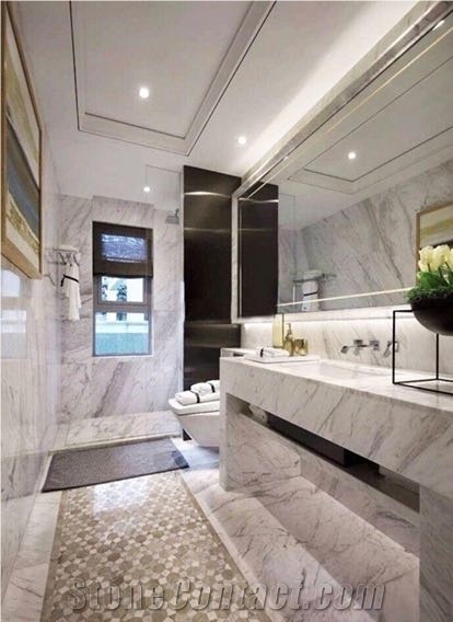 Volakas White Marble Bath Room Countertop
