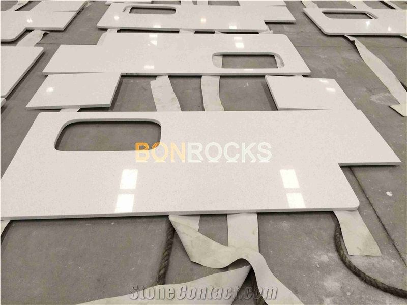 White Quartz Kitchen Countertop for Project