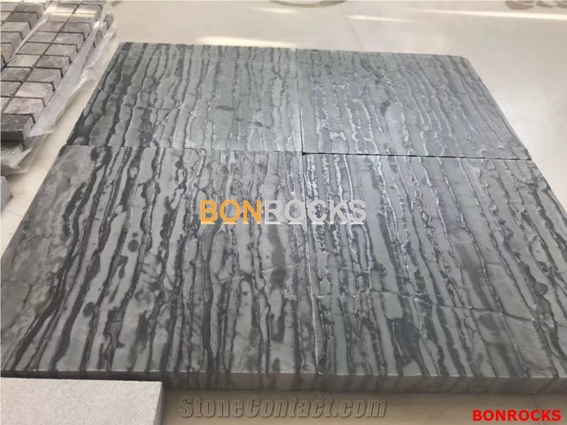 Zebra Brown Wooden Marble Leathered Slabs & Tiles