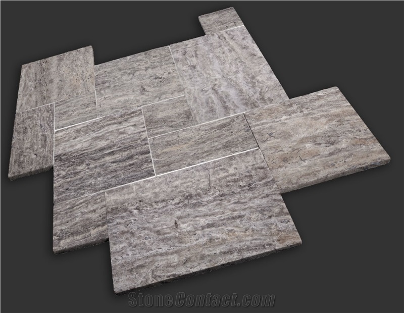 Silver Travertine French Pattern Floor Tiles