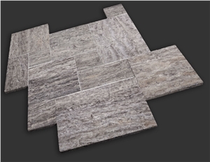 Silver Travertine French Pattern Floor Tiles