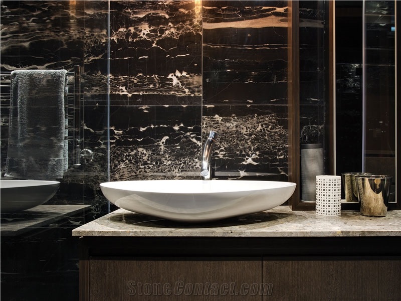 China Silver Dragon Black Portoro Marble Slab Tile