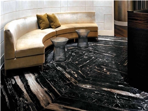 China Silver Dragon Black Portoro Marble Slab Tile