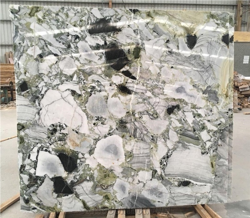 Chinese Green Ice Jade Decoration Marble Slab Tile