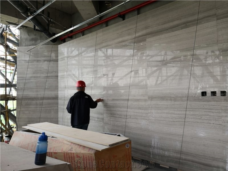 Chinese Grey Wood Grain Marble Tiles Stone Slabs