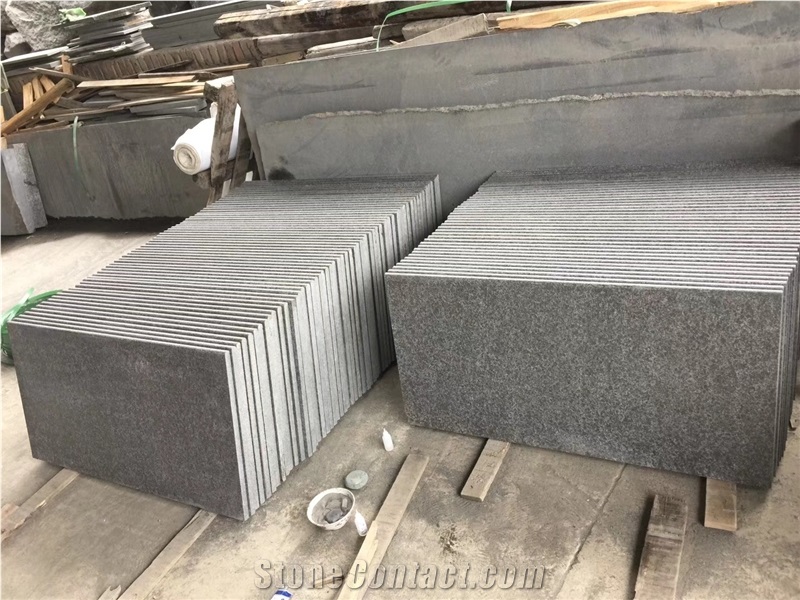 Flamed G684 Black Granite Paving Slab Stone