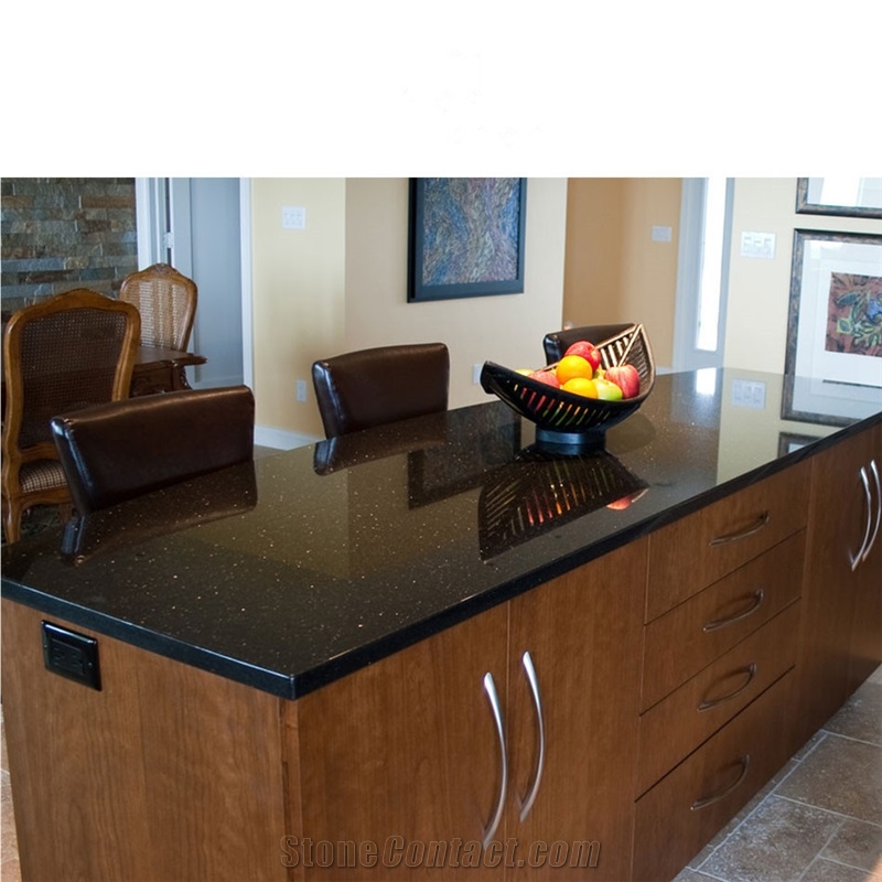 India Warangal Black Galaxy Granite Island Countertop