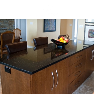 India Warangal Black Galaxy Granite Island Countertop