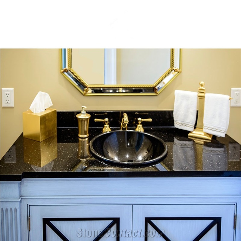 India Warangal Black Galaxy Granite Island Countertop