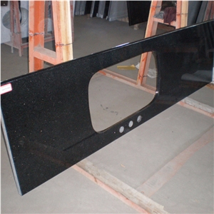Indian Polished Black Galaxy Granite Countertop