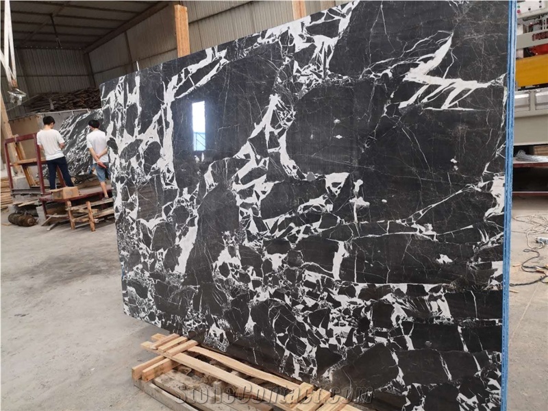 Italy Calacatta Black Marble Stone Slab, Calacutta