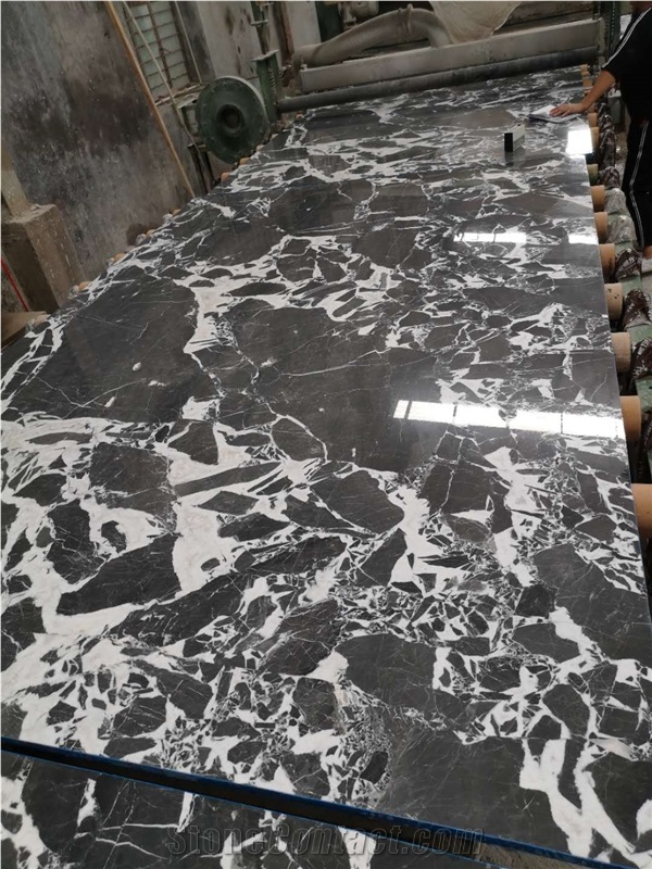 Italy Calacatta Black Marble Stone Slab, Calacutta