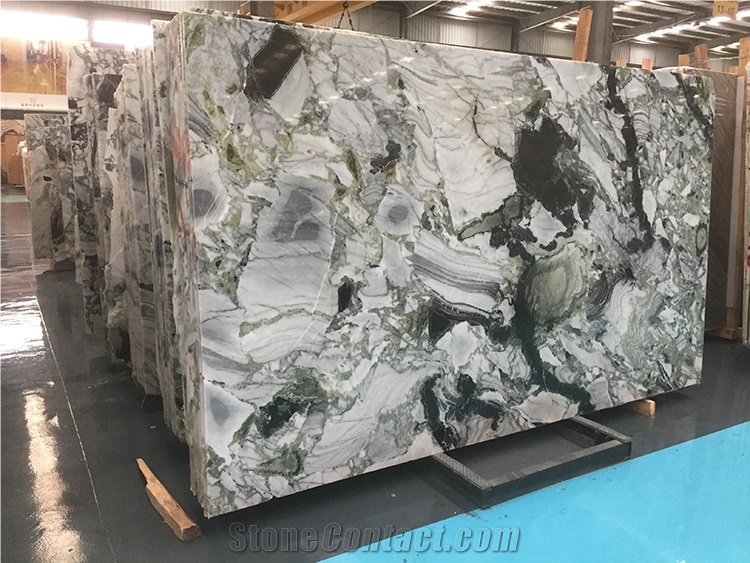 Polished China Ice Jade Green Marble Slabs Tiles