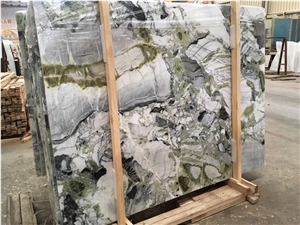 Polished China Ice Jade Green Marble Slabs Tiles