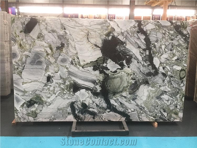 Polished China Ice Jade Green Marble Slabs Tiles