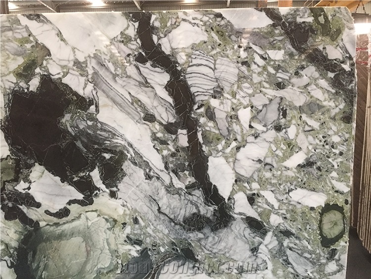 Polished China Ice Jade Green Marble Slabs Tiles