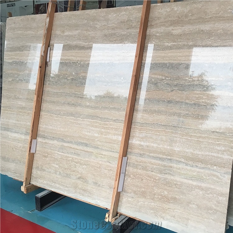Polished Italy Roman Silver Travertine Slabs Tiles