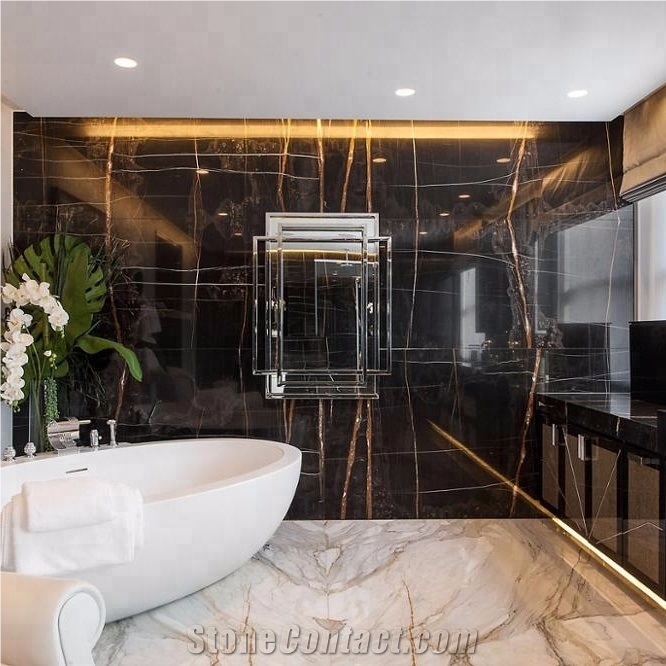 Polished Noir St. Laurent Marble Stone Slabs Tiles