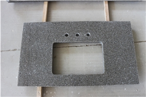 Prefab Grey Quartz Solid Stone Bathroom Vanity Top
