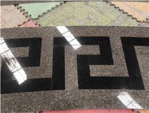 Waterjet Cut G664 & Black Galaxy Granite Flooring
