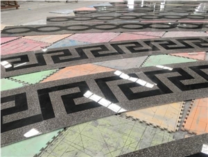 Waterjet Cut G664 & Black Galaxy Granite Flooring