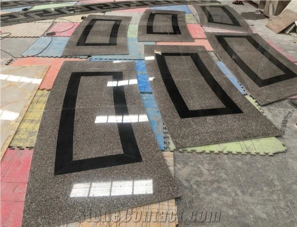 Waterjet Cut G664 & Black Galaxy Granite Flooring