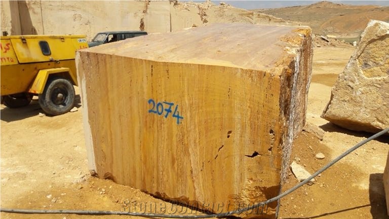 Lemon Travertine, Iran Yellow Travertine Block