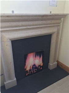 Surround in Jura Beige Limestone Fireplace