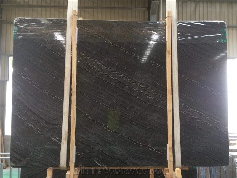 China Zebra Black Marble Wooden Vein Marble Slabs