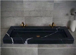 Nero Marquina Marble Bathroom Rectangle Basin,Sink