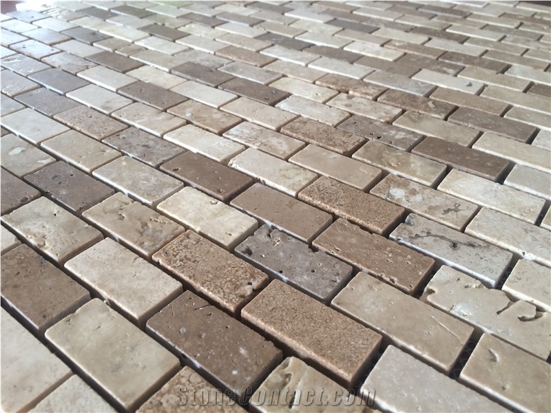 Mexican Tumbled Mosaics Durango Noce Travertine