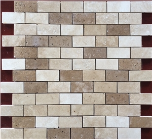 Mexican Tumbled Mosaics Durango Noce Travertine
