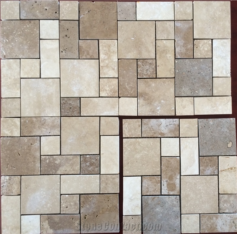 Mexican Tumbled Mosaics Durango Noce Travertine