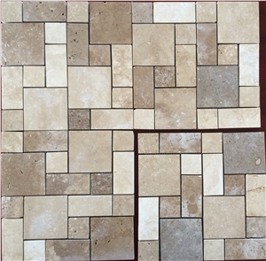 Mexican Tumbled Mosaics Durango Noce Travertine
