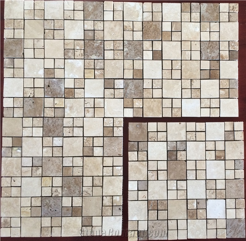 Mexican Tumbled Mosaics Durango Noce Travertine