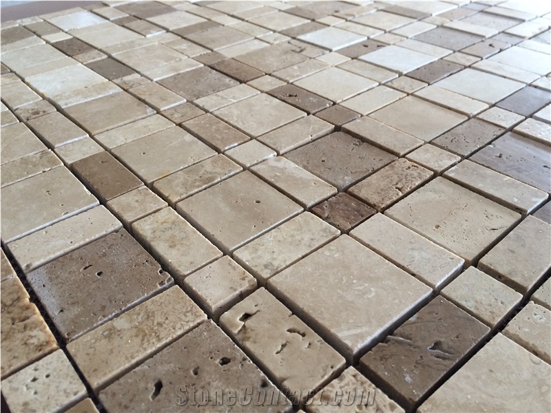 Mexican Tumbled Mosaics Durango Noce Travertine