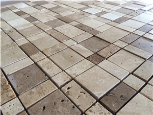 Mexican Tumbled Mosaics Durango Noce Travertine