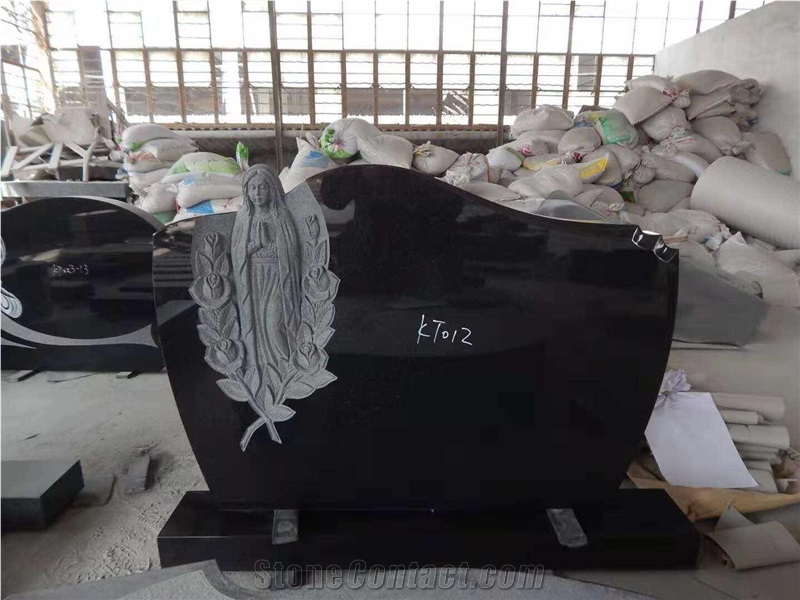 Absolute Black Granite Grave Monument Head