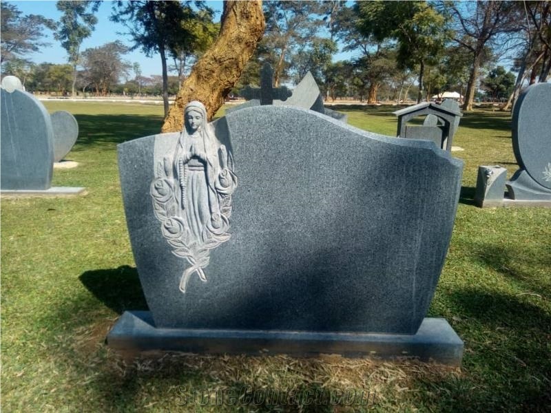 Absolute Black Granite Grave Monument Head
