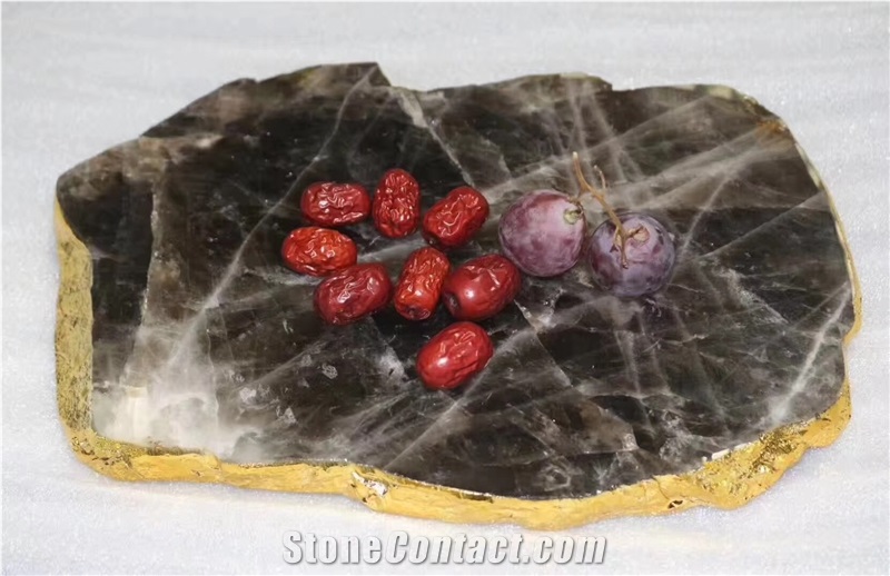 Agate Gemstone Plate Surface Table Plate Angle Edg