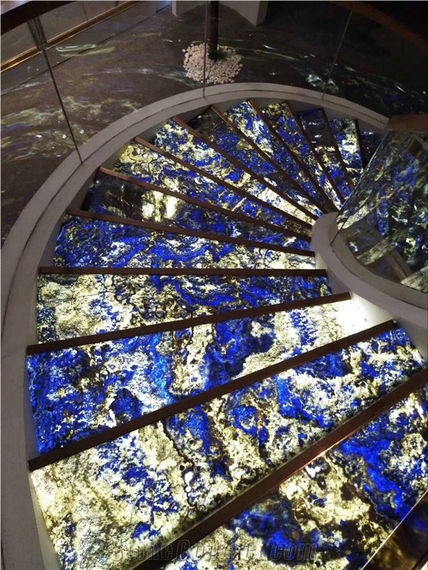 Azul Blue Behia Brazil Granite Quartz Step Backlit