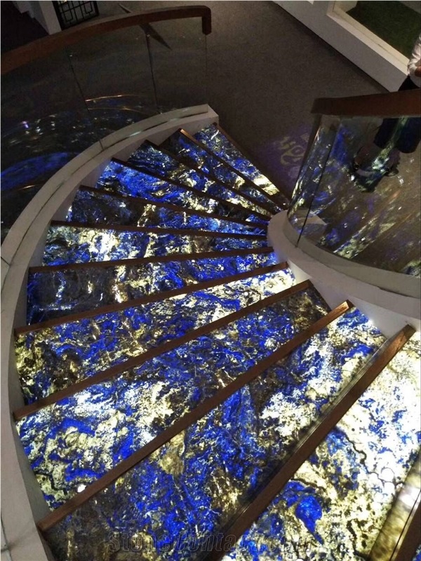 Azul Blue Behia Brazil Granite Quartz Step Backlit