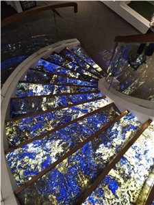 Azul Blue Behia Brazil Granite Quartz Step Backlit
