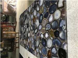 Grey Agate Gemstone Backlit Table Coffee Top Slab